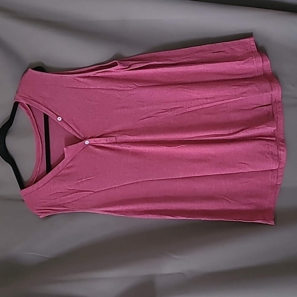 Women's Summer Tank Top With V-Neck and Buttons, Burgundy, Size XXL